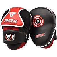 RDX Cojines de Boxeo MMA Manoplas de Boxeo | Cuero Negro Mate con Piel Ajustable y Correa Ajustable | Muay Thai Kick…
